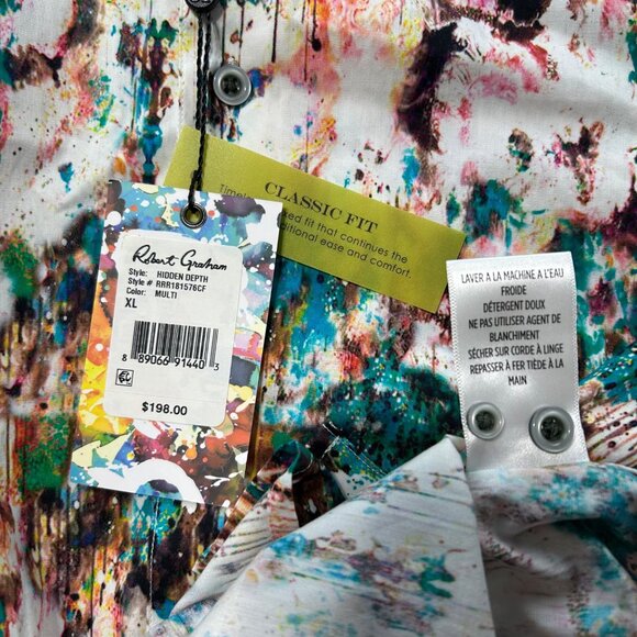 NWT Robert Graham Men's XL Multicolor Hidden Depth Button Down Long Sleeve Shirt - Picture 5 of 10